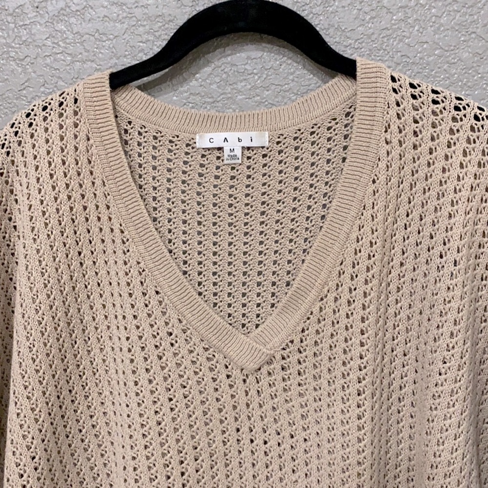 CAbi Fling Sweater crochet fringe poncho size Med - Picture 7 of 9